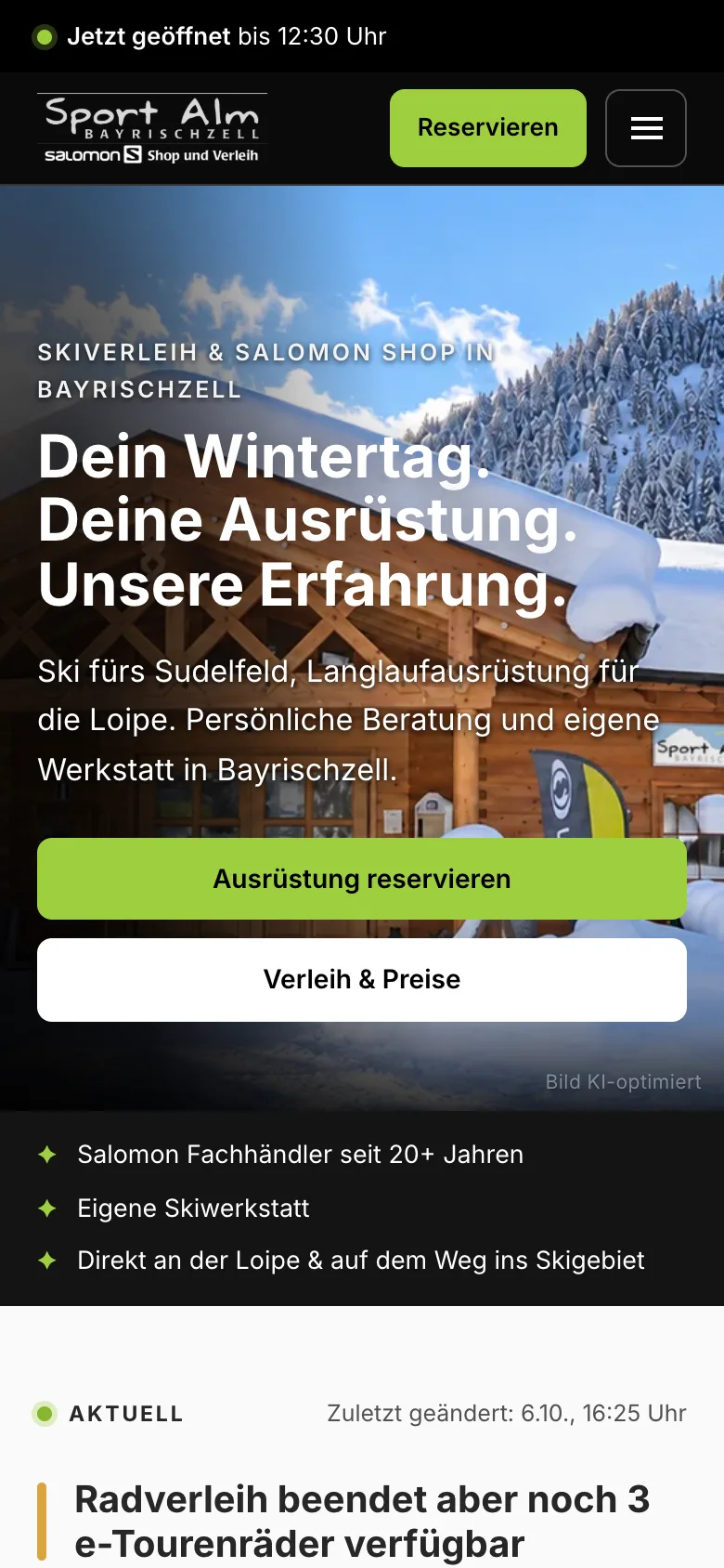 sportalm-bayrischzell.de auf dem Handy